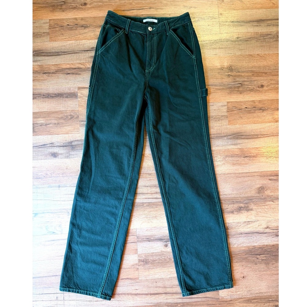 Carpenter Workware Green Jeans Contrast Stitch Straight Leg Utility Pants 27